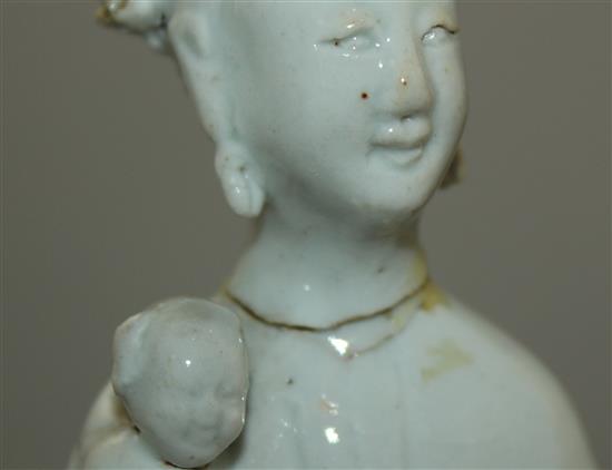 Two Chinese glazed biscuit porcelain figures or groups, late 18th / early 19th century, 17.5cm, both with slight losses